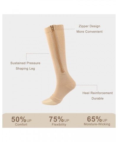 2 Pairs Zipper Compression Socks, Open Toe Compression Socks for Women, Compression Stockings with Zipper for Women & Men XX-...