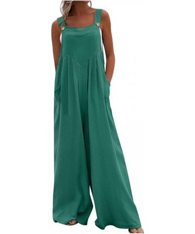 Rompers for Women Dressy Summer Casual Printed Wide Leg Loose Fit Fashion Pleated Lounge Jumpsuits Overalls C-green $12.74 Ov...