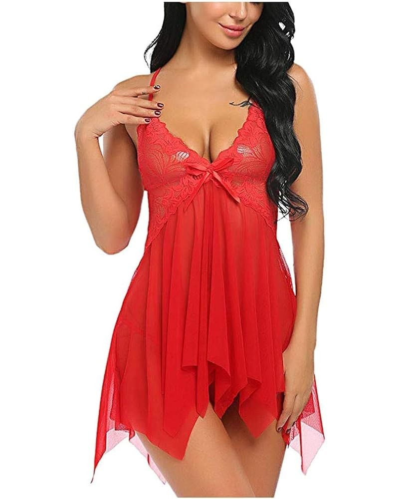 Satin Long Night Gowns with Back Women Silk Lingerie Pajama Set Sexy Silk Long Underwear Women Set Red $10.72 Sleep & Lounge