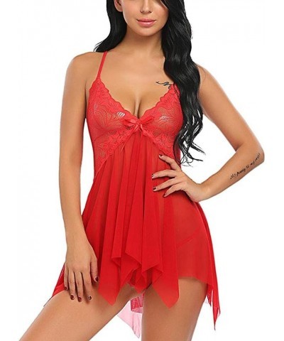 Satin Long Night Gowns with Back Women Silk Lingerie Pajama Set Sexy Silk Long Underwear Women Set Red $10.72 Sleep & Lounge