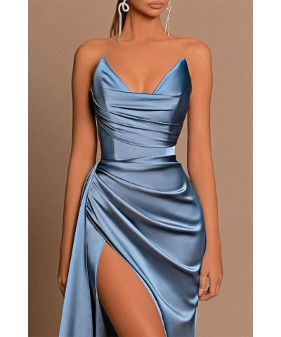 Satin Prom Dresses Long Ball Gown with Slit Corset Off Shoulder Bridesmaid Dresses for Formal Wedding Party B004 Yellow $24.7...