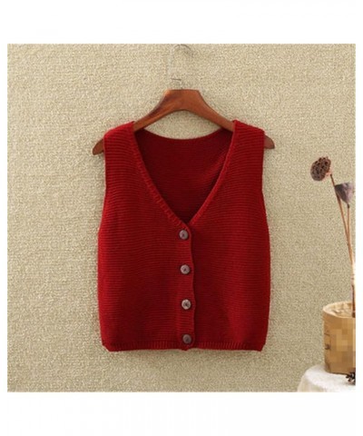 Women's Sweater Vest Sleeveless V Neck Knitted Solid Color Retro Solid Color Tops Black $18.69 Sweaters