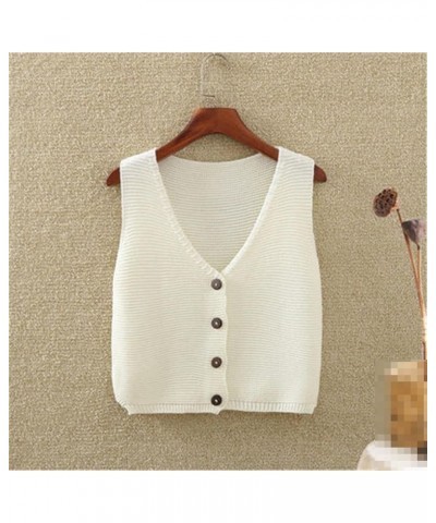 Women's Sweater Vest Sleeveless V Neck Knitted Solid Color Retro Solid Color Tops Black $18.69 Sweaters