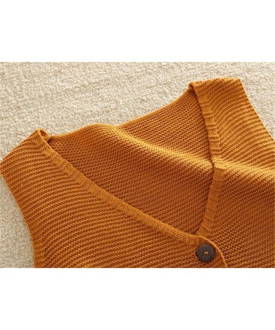 Women's Sweater Vest Sleeveless V Neck Knitted Solid Color Retro Solid Color Tops Black $18.69 Sweaters