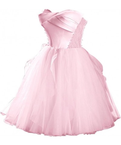 Women's Homecoming Dresses Short Prom Dress Lace Strapless for Teens Mini Party Gowns Pink $37.26 Dresses