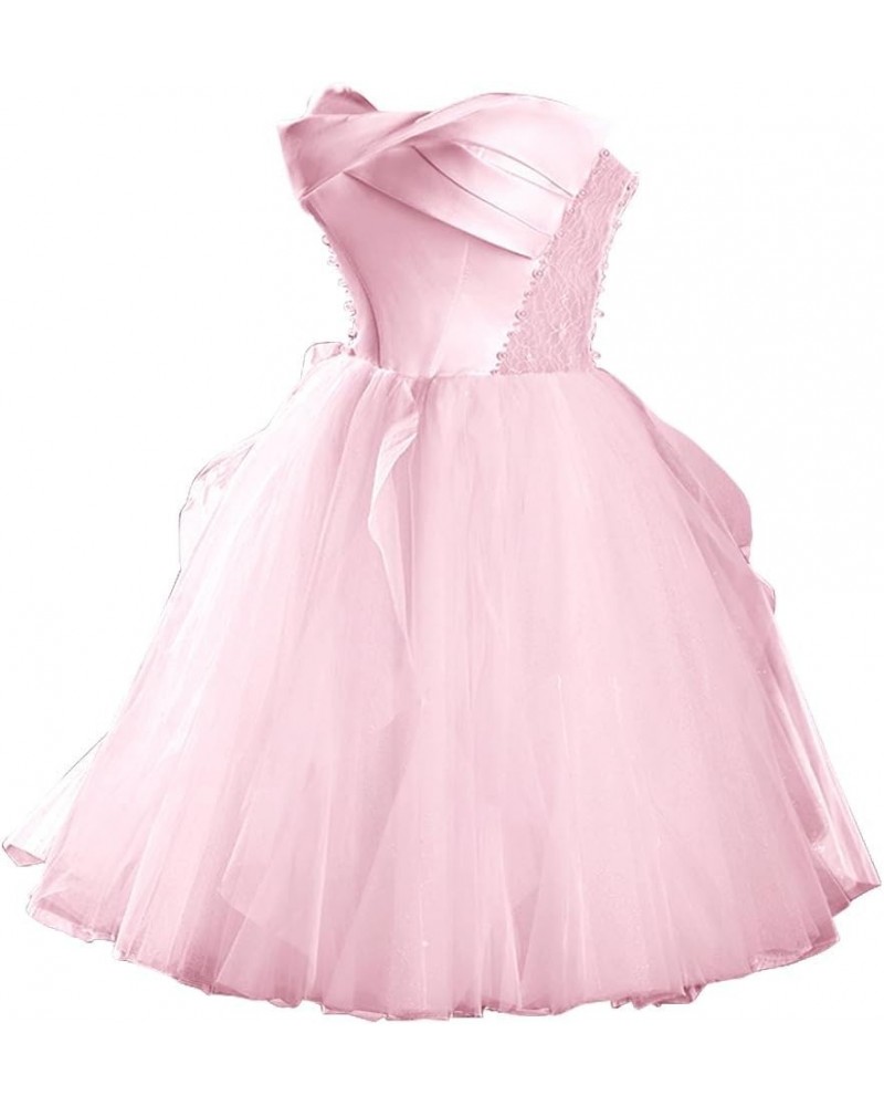 Women's Homecoming Dresses Short Prom Dress Lace Strapless for Teens Mini Party Gowns Pink $37.26 Dresses