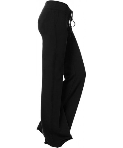 Womens Wide Leg Yoga Pants with Cargo Pockets Stretchy Palazzo Pants Long Wide Leg Workout Baggy Bootcut Sweatpants Black➤e00...