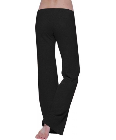 Womens Wide Leg Yoga Pants with Cargo Pockets Stretchy Palazzo Pants Long Wide Leg Workout Baggy Bootcut Sweatpants Black➤e00...