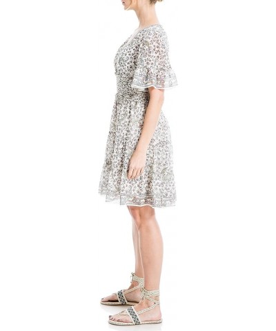 Women's Sleeve Tiered Short Dress Ivory Fall Berry Floral $20.43 Dresses