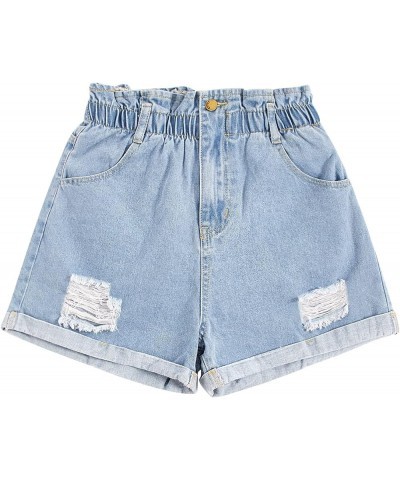 Women's Casual High Waisted Hemming Denim Jean Shorts with Pockets Light Blue Improved $17.22 Shorts