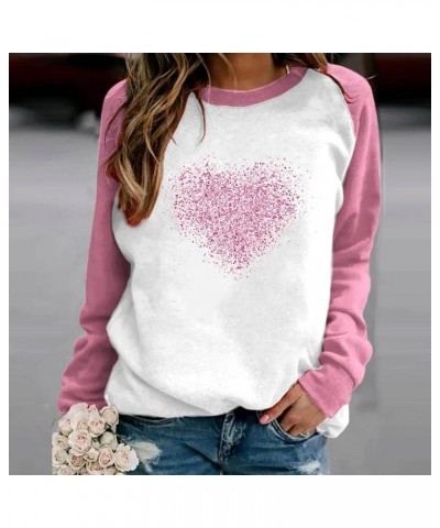 Valentines Day Outfit Women Long Sleeve Shirts 2024 Love Heart Graphic Gifts for Her Cute Crewneck Sweater Teacher Shirts Pin...