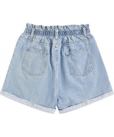 Women's Casual High Waisted Hemming Denim Jean Shorts with Pockets Light Blue Improved $17.22 Shorts