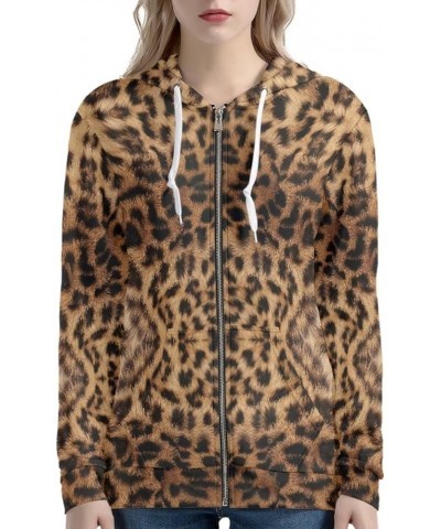 Womens Zip Up Hoodies Long Sleeve Spring Casual Sweatshirts Jacket Trendy Hoodie with Pockets Cheetah Brown $21.72 Hoodies & ...