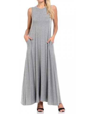 Women's Sleeveless Maxi Dress with Pockets Heather Grey $12.74 Dresses