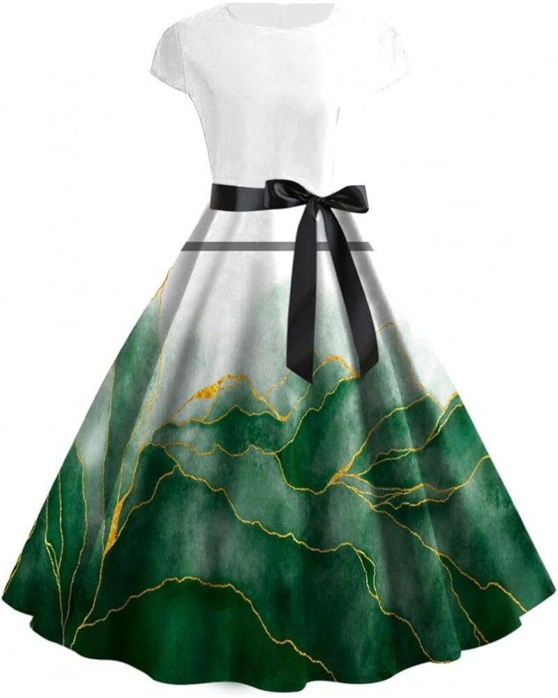 Women's 1950s Vintage Rockabilly Tea Dress Polka Dot 50's 60's Wedding Dress Above Knee Length Skater Dress Bn2-green $6.27 D...