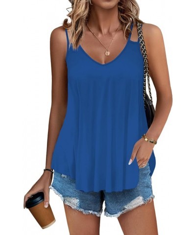 Women Flowy Tank Tops Casual Summer Tops Sexy Tank Tops Spaghetti Strap V Neck Sleeveless Tunic Camisoles Royal Blue $13.24 T...