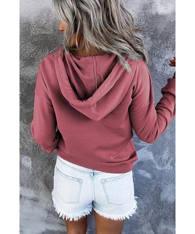 Womens MOM Mode Hoodies Sweatshirts Casual Long Sleeve Half Button Down Pullover Drawstring Loose Tops with Pockets Wifeyrose...