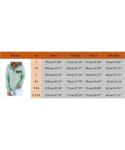 Womens MOM Mode Hoodies Sweatshirts Casual Long Sleeve Half Button Down Pullover Drawstring Loose Tops with Pockets Wifeyrose...