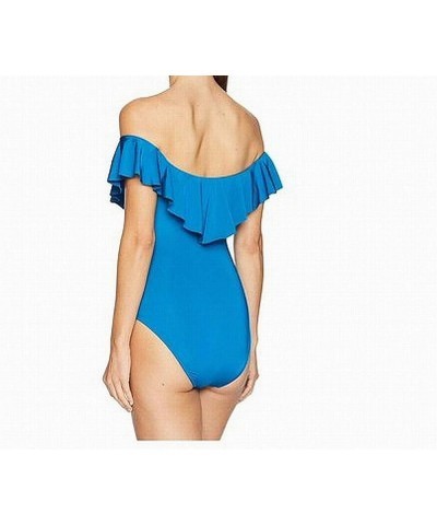 Women's Standard Off Shoulder Ruffle Bandeau One Piece Swimsuit Dark Teal//Getaway Solids $37.80 Swimsuits