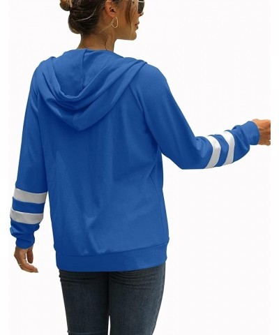 Zip Up Hoodies for Women Striped Hoodie Loose Fit Lightweight Hooded Sweatshirt Coat Long Sleeve Jacket with Pockets Blue $9....