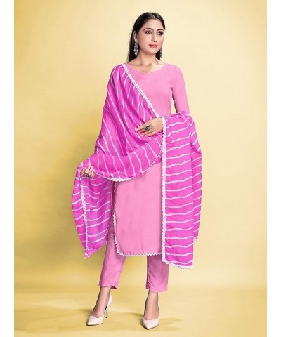 Indian Kurti for Womens With Pant Dupatta | Rayon Dress Kurtis Kurta For Women Dress Pink $21.62 Tops