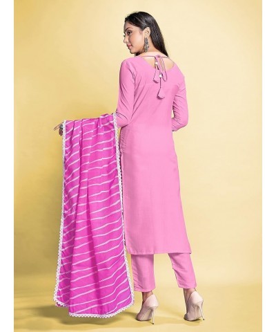 Indian Kurti for Womens With Pant Dupatta | Rayon Dress Kurtis Kurta For Women Dress Pink $21.62 Tops