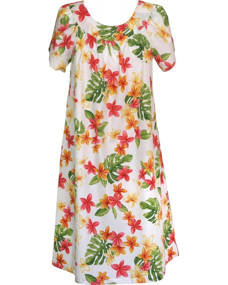 Women's Yellow Plumeria Muumuu Dress, White, 2X Plus $33.12 Dresses