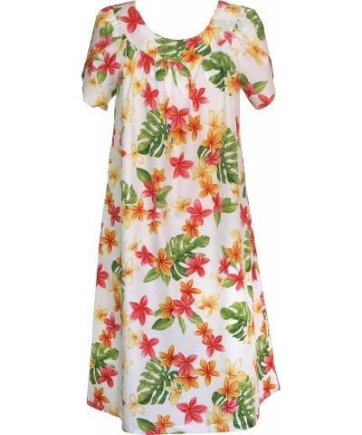 Women's Yellow Plumeria Muumuu Dress, White, 2X Plus $33.12 Dresses