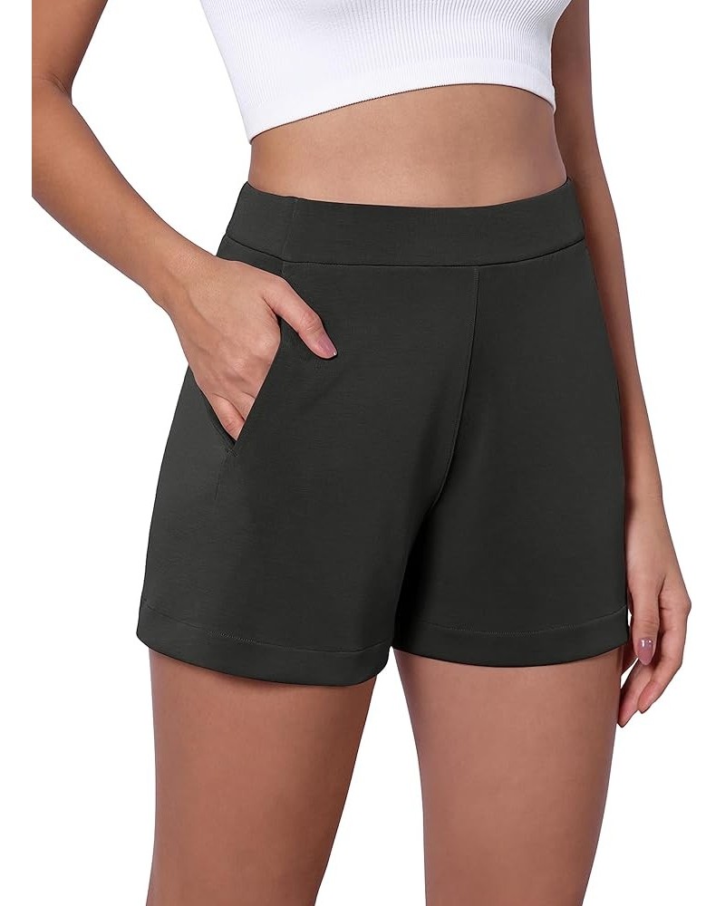 Modal Soft Relaxed Shorts with Pockets for Women High Wasit Casual Shorts Black $15.89 Activewear