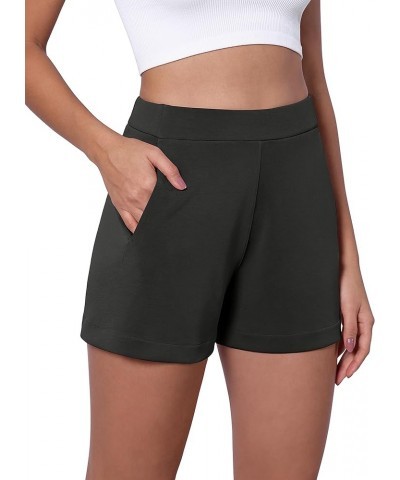 Modal Soft Relaxed Shorts with Pockets for Women High Wasit Casual Shorts Black $15.89 Activewear