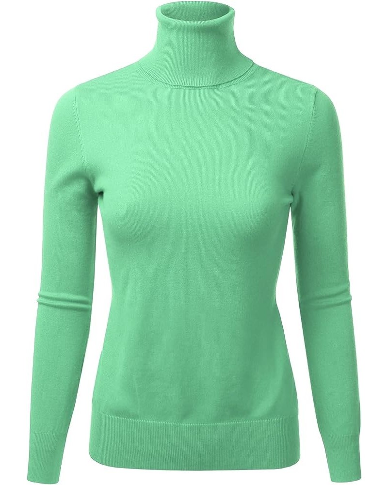 Women's Long Sleeve Pullover Turtleneck Slim Fit Stretch Knit Sweater (S-XXL) Lbt014_honeydew $15.04 Sweaters