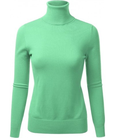 Women's Long Sleeve Pullover Turtleneck Slim Fit Stretch Knit Sweater (S-XXL) Lbt014_honeydew $15.04 Sweaters