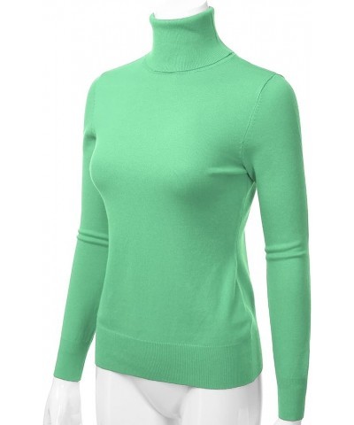 Women's Long Sleeve Pullover Turtleneck Slim Fit Stretch Knit Sweater (S-XXL) Lbt014_honeydew $15.04 Sweaters