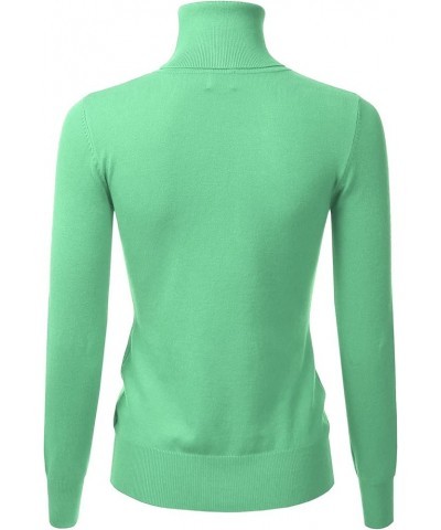 Women's Long Sleeve Pullover Turtleneck Slim Fit Stretch Knit Sweater (S-XXL) Lbt014_honeydew $15.04 Sweaters