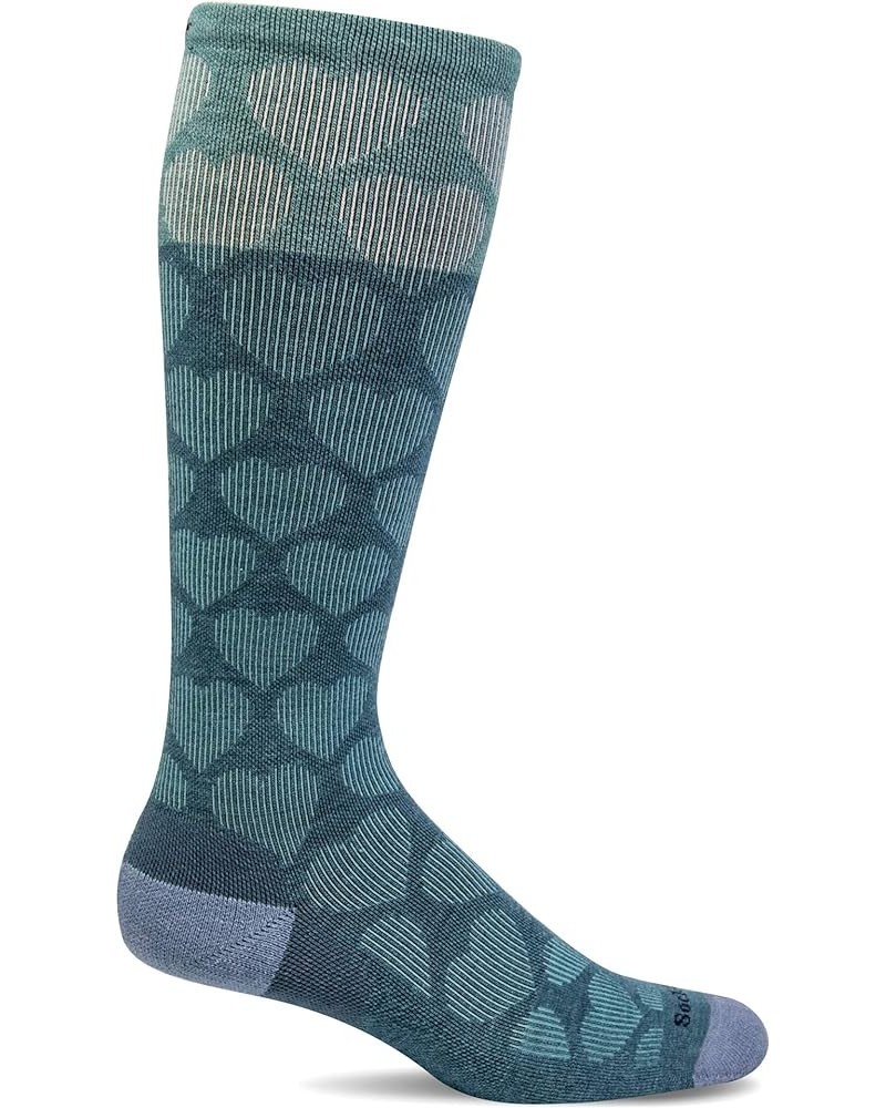 Women's Heart Throb Moderate Graduated Compression Sock Blue Ridge $14.00 Activewear