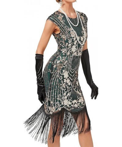 Women's 1920s Sequins Flapper Gatsby Cocktail Dress with 20s Headband Accessories Set Style Cocktail Gold Green $30.90 Others