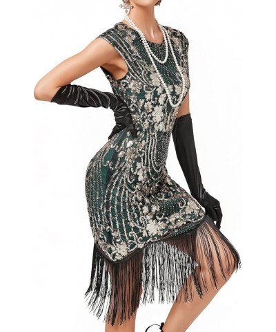 Women's 1920s Sequins Flapper Gatsby Cocktail Dress with 20s Headband Accessories Set Style Cocktail Gold Green $30.90 Others