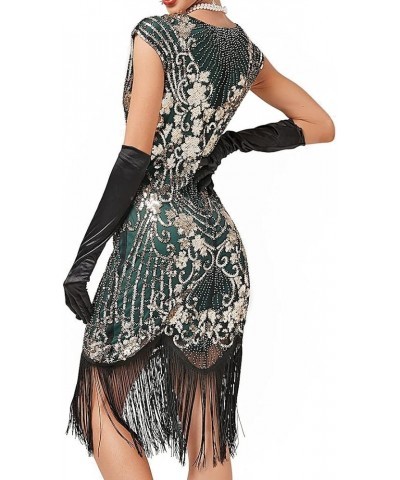 Women's 1920s Sequins Flapper Gatsby Cocktail Dress with 20s Headband Accessories Set Style Cocktail Gold Green $30.90 Others