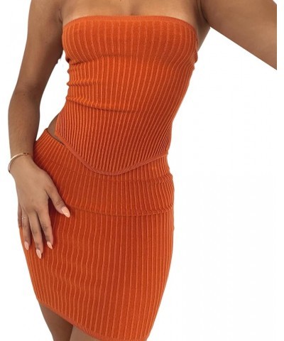 Women's Y2k Two Piece Sexy Mini Skirt Set Strapless Tube Top Bodycon Crop Tops Low Waist Skirt Clubwear Streetwear Ac-orange ...