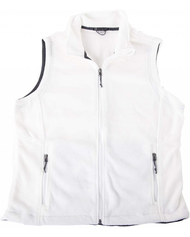 Woman's fleece Vest | Polar Fleece Vest for Woman with Zippered Pockets White $19.80 Vests