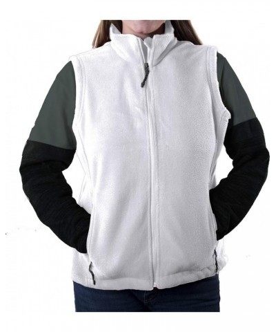 Woman's fleece Vest | Polar Fleece Vest for Woman with Zippered Pockets White $19.80 Vests