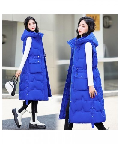 Women's Long Puffer Vest Sleeveless Quilted Jacket Slim Fit Vest Full Zip Hoodies Thickened Warm Windbreakers with Pocket B-r...