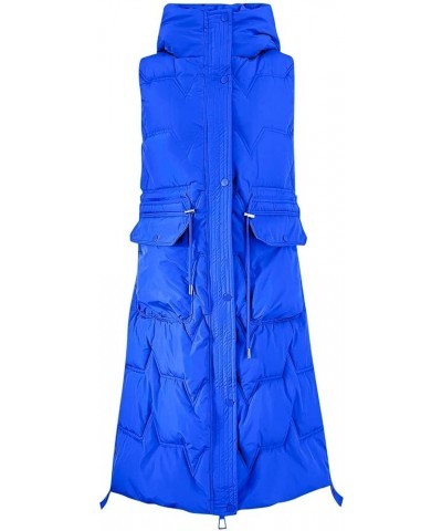 Women's Long Puffer Vest Sleeveless Quilted Jacket Slim Fit Vest Full Zip Hoodies Thickened Warm Windbreakers with Pocket B-r...