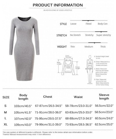 Women's Knee Length Long Sleeve Knitted Ribbed Screw Neck Bodycon Winter Sweater Dresses 2616 Khaki Green $18.01 Dresses