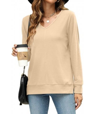 Womens Pullover Sweaters V Neck Lightweight Tunic Tops Fall Fashion 2023 Khaki $9.51 Hoodies & Sweatshirts