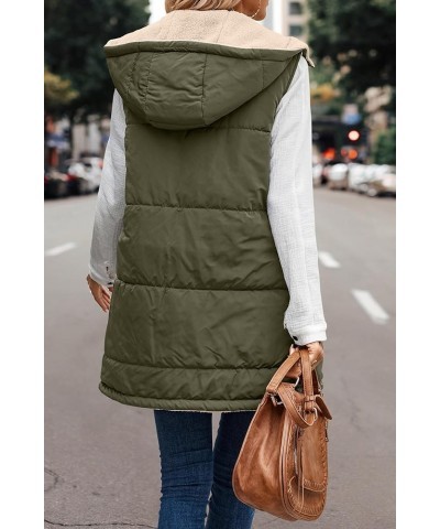 Womens Fleece Sherpa Jacket Zipper Hooded Long Vest Long Sleeve & Sleeveless Puffer Jacket Winter Fall Down Coat Army Green $...