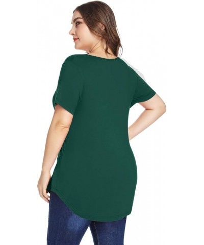 Plus Size Tops for Women Casual V Neck Summer Short Sleeve T Shirts with Pocket A Dark Green $13.24 Others