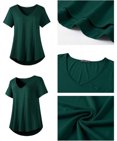 Plus Size Tops for Women Casual V Neck Summer Short Sleeve T Shirts with Pocket A Dark Green $13.24 Others