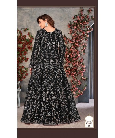 Indian tradition ready to wear heavy net embroidered gown type plus size salwar kameez suit for women 2522-O Black $43.70 Dre...