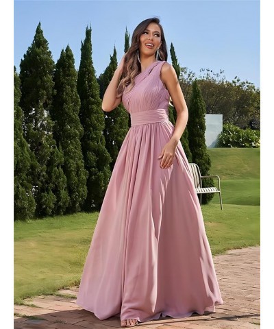 One Shoulder Bridesmaid Dresses for Wedding Chiffon Pleated Prom Dresses with Slit Cut Out Formal Gown Champagne $25.19 Dresses